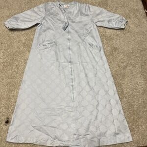 FLO WEINBERG ORIGINAL Grannycore Robe Muumuu House Dress Granny Coat Blue Bow